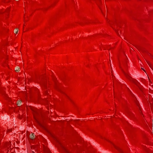 Anthropologie Top | Anthropologie Pilcro Velvet Button down top | red - Picture 2 of 6